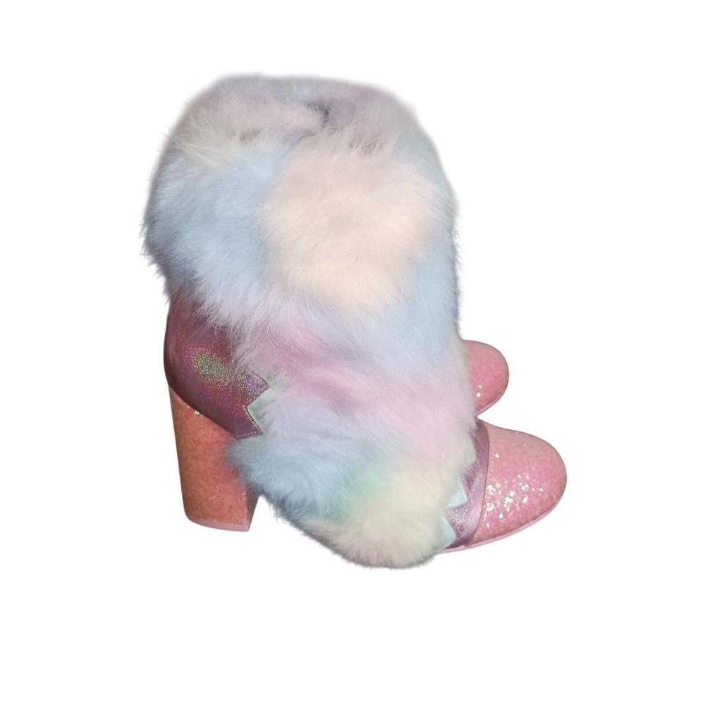 Irregular Choice Zodiac Boots Womens 6 EU 37 Pastel Faux Fur Glitter Heels